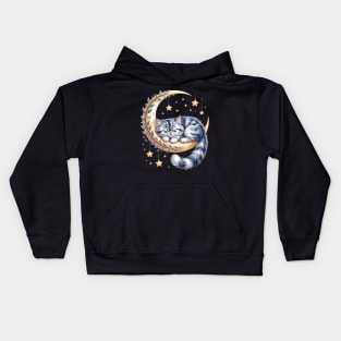 Crescent Moon British Longhair Cat Highland Straight Kids Hoodie